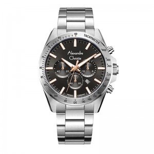 Alexandre Christie AC 6667 Silver Black Steel MCBSSBARG
